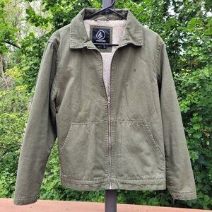 Volcom Jacket Teddy Sherpa Lined Full Zip Outdoor Workwear Chore Coat Men Medium